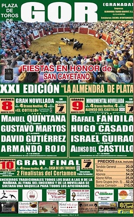 Gor acogerá el XXI Certamen de novilladas 'La Almendra de Plata' entre el 8 y el 10 de agosto