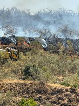 Trabajos sobre el terreno para combatir el incendio de Jun.