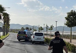 La Policía Local en la avenida Costa Tropical, lugar donde se produjo el atropello..