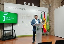 El presidente de la Diputación, Paco Reyes, en rueda de prensa.