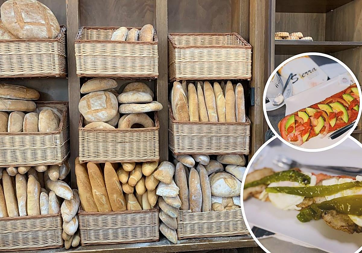 El mostrador y las tostadas de la Panadería-cafetería Sierra.