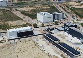 Vista aérea del complejo del acelerador, en construcción, en la CItai en Escúzar.