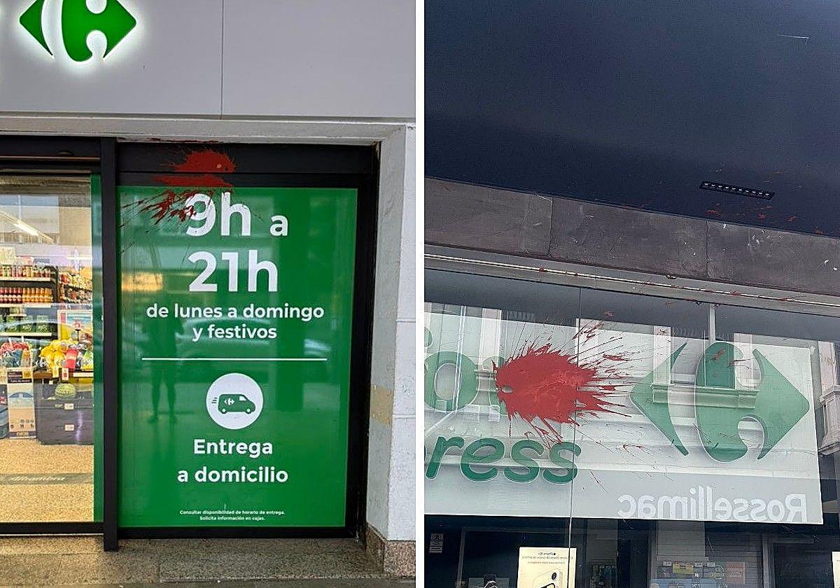 Un supermercado de Granada busca a un vándalo que arroja huevos con pintura a su fachada.