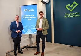 El presidente en funciones de la Diputación de Granada, Nicolás Navarro, junto al diputado de Deportes e Instalaciones Deportivas, Eric Escobedo.