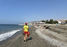 Una socorrista vigila la playa de Carchuna.