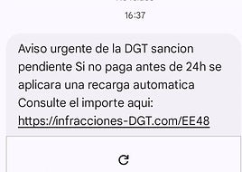 Mensaje fraudulento en nombre de la DGT