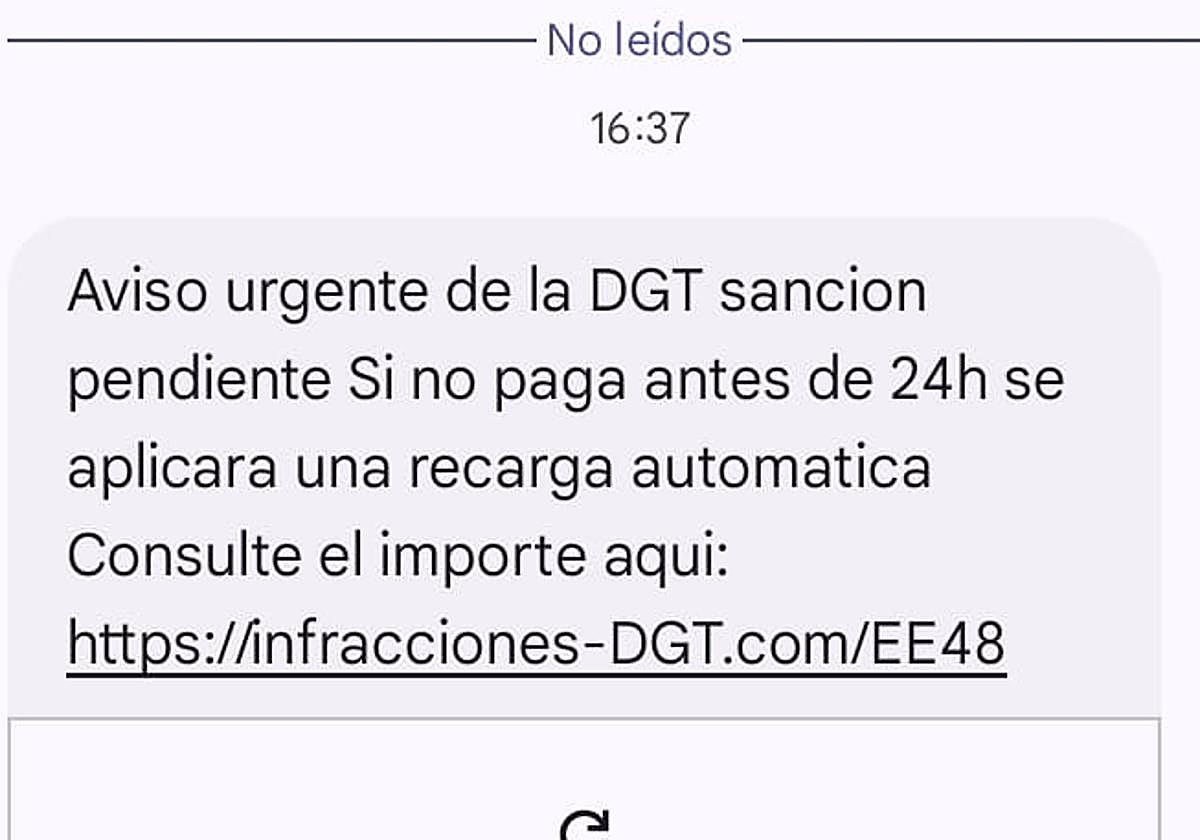 Mensaje fraudulento en nombre de la DGT