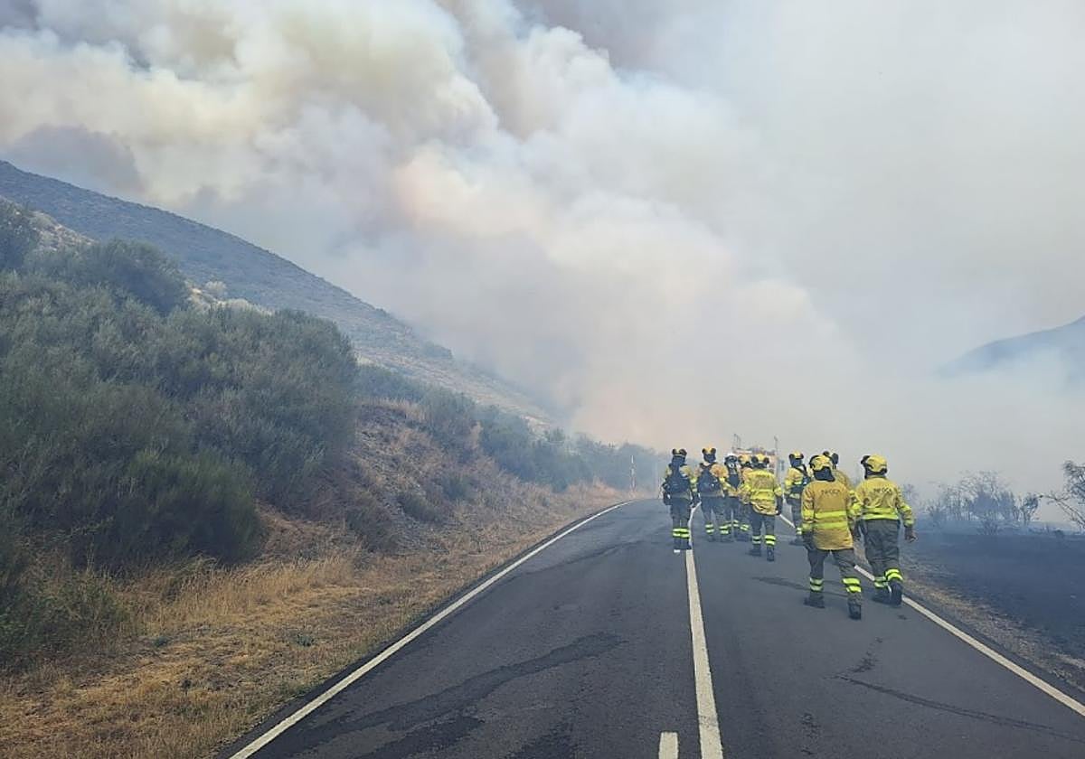 Cinco días con bomberos granadinos bajo el infierno de León