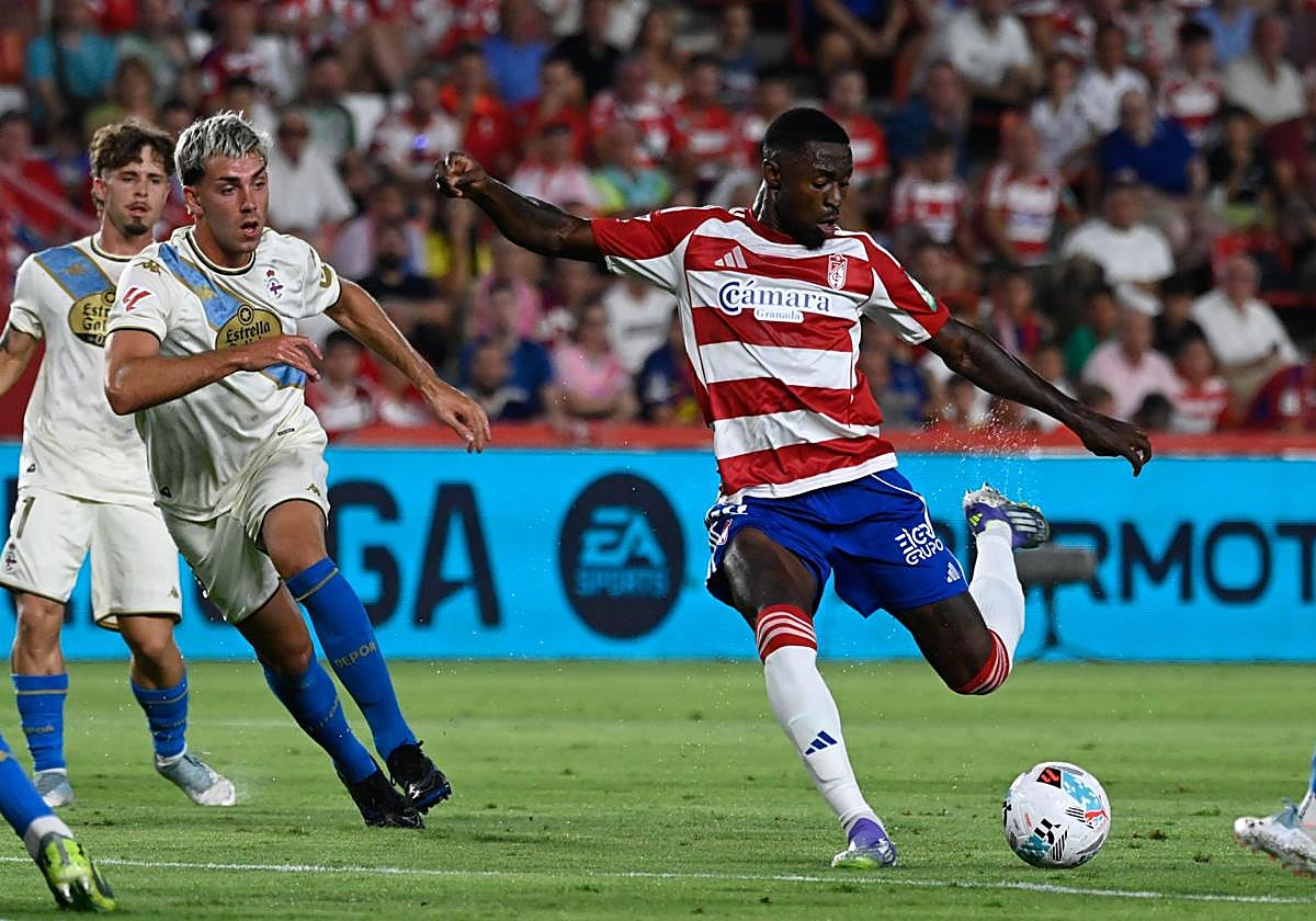 Martin Hongla, en el partido contra el Deportivo de La Coruña.