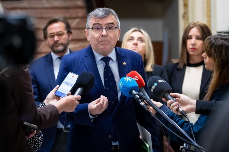 Montilla atendiendo a los medios en una imagen de archivo.