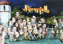 Caricatura de Rafael Vega del Cincuentenario del Cante Jondo en San Nicolás.