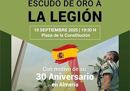 La Legión recibirá el Escudo de Oro de la Ciudad de Almería