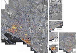 En amarillo, viviendas de uso turístico anteriores a 2020; en naranja y rojo, las posteriores; y, en rosa, las previstas para 2025.