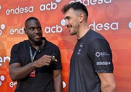 El rojinegro Iván Aurrecoechea, durante la presentación de la Liga Endesa 25/26 en Madrid.