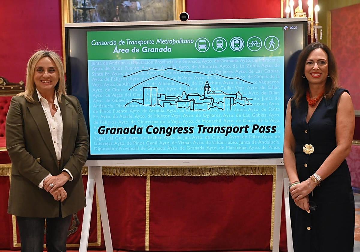 Marifrán Carazo, alcaldesa de Granada, y Rocío Díaz, consejera de Fomento, presneta la nueva tarjeta.