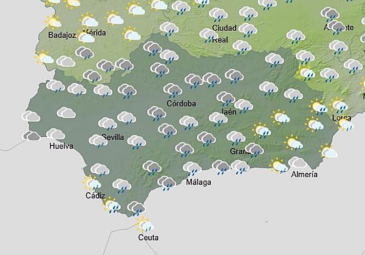 Estado del cielo en Andalucía este lunes.