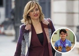 Pilar Alegría, ministra de Deportes, en una imagen de archivo, y la marchadora María Pérez.