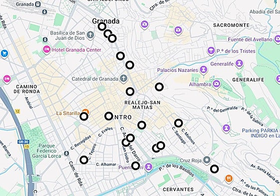 El mapa con los puntos a visitar.