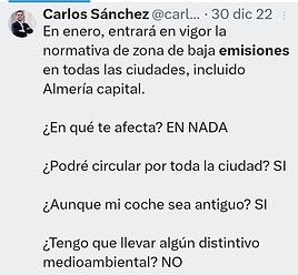 El exconcejal Carlos Sánchez anunció en 2022 la ZBE de Almería: «¿En qué te afecta? En nada»