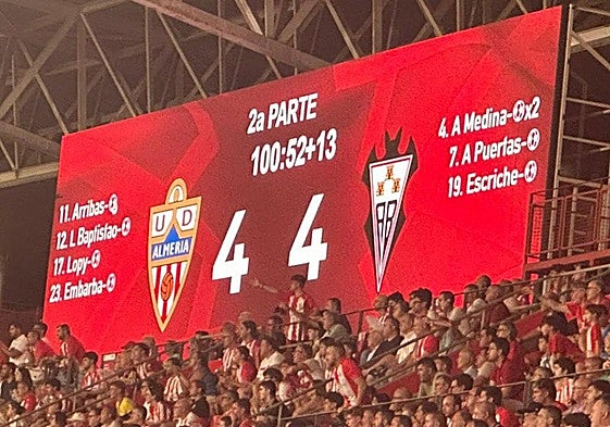 El Almería ha jugado 101 minutos más de tiempo por los descuentos, ante el Albacete, 17.