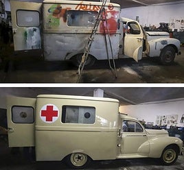 La ambulancia granadina Peugeot 203 de 1953 que la UGR expone restaurada y musealizada