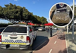 Instantes previos a la persecución. Arriba, la marihuana intervenida.