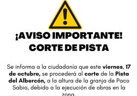 Corte temporal en la Pista del Albercón de Albuñol por obras de mejora