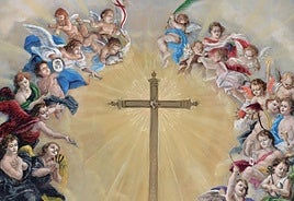 Detalle del cartel presentado en la iglesia de Santiago