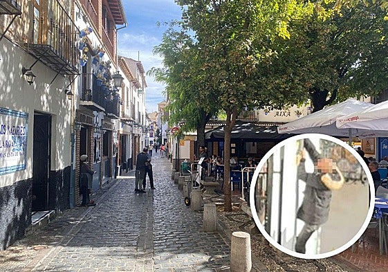 Plaza Larga, donde intentó ser detenido y, a la derecha, el ladrón del Albaicín.