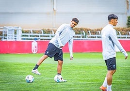 Zinebi, junto a un balón.