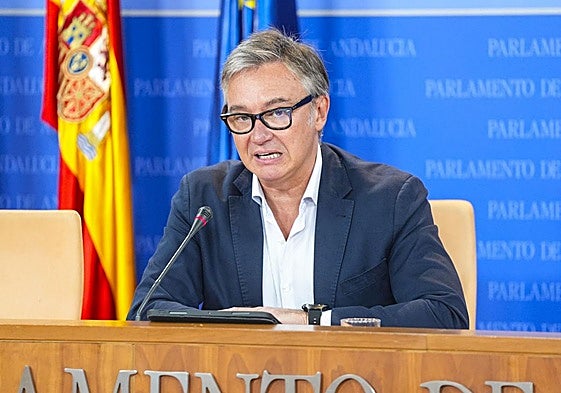 El portavoz del grupo parlamentario Vox en Andalucía, Manuel Gavira, acude al hemiciclo