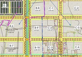 Plano incluido en el estudio de detalle donde, con flechas, se indican las dos parcelas afectadas por el cambio.