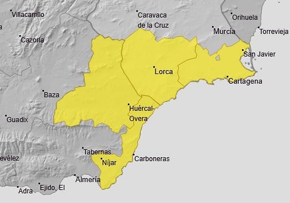 Aviso amarillo por lluvias y tormentas, este domingo en Almería