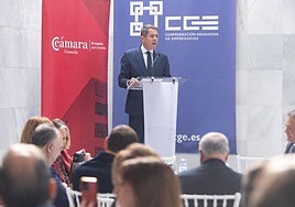 Gerardo Cuerva durante su intervención este lunes en el desayuno empresarial en la CGE.