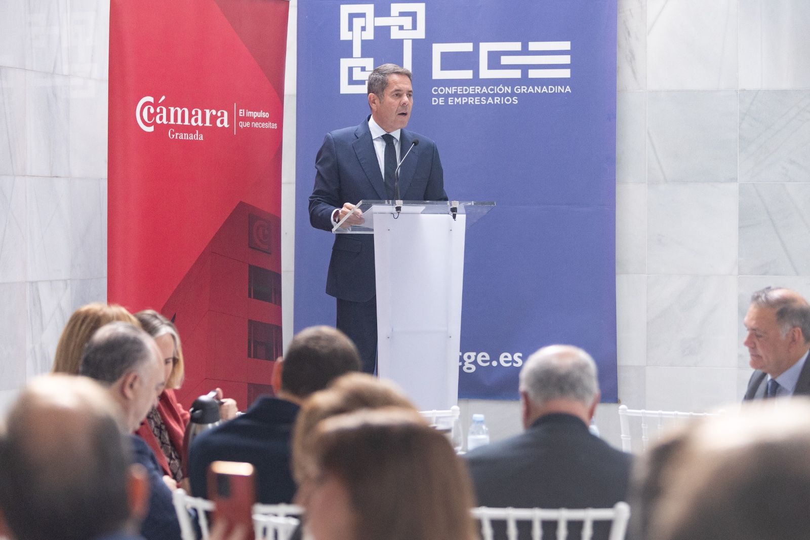Gerardo Cuerva durante su intervención este lunes en el desayuno empresarial en la CGE.