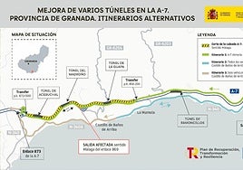 Cortes a la A-7 en Granada hasta Navidad por la mejora de cuatro túneles en la Costa