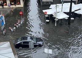 Inundaciones en Sevilla tras una jornada de intensas lluvias.