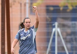 Keefe celebra el gol rojiblanco.