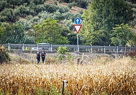 Policía Local de Huétor Tájar, en el lugar de los hechos.