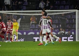 Amath celebra el gol para el empate del Valladolid.