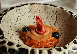 Risotto de gurullos con gamba roja de Almería de Ginés Peregrín.