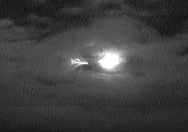 Imagen registrada de la bola de fuego que se vio el pasado sábado.