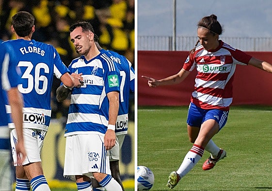 Los nazaríes Álex Sola, Flores y Yoli Sierra, en partidos del Granada este curso.