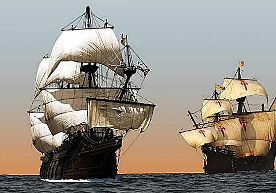 Imagen de archivo de dos barcos veleros.