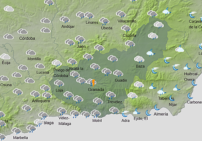 Pronóstico del tiempo de la Aemet para la noche de este viernes.