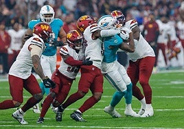 Un instante del partido de la NFL en el Santiago Bernabéu.