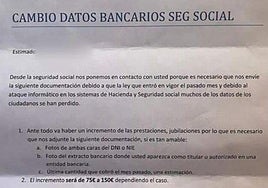 Nueva estafa en Granada en forma de carta de la Seguridad Social.