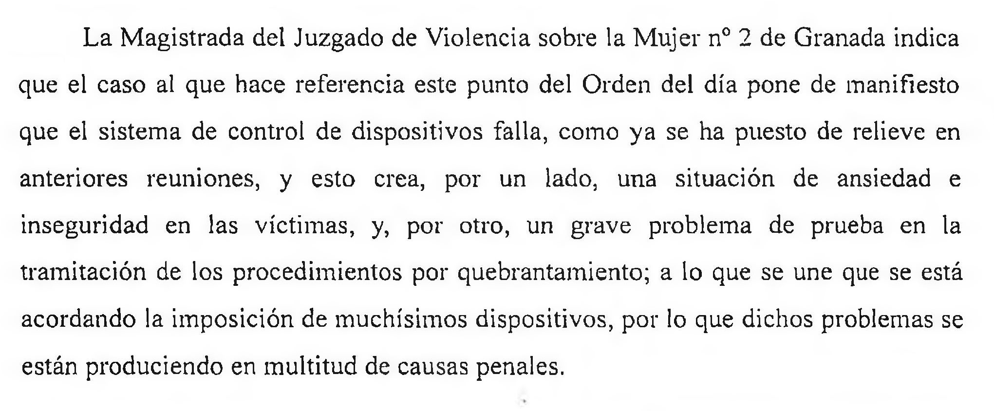 Acta de la Comisión sobre disfunciones en las pulseras antimaltrato del 10 de julio de 2024.