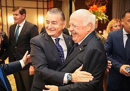 El consejero de Sanidad, Presidencia y Emergencias de la Junta de Andalucía, Antonio Sanz (i), y el presidente del Parlamento andaluz, Jesús Aguirre.