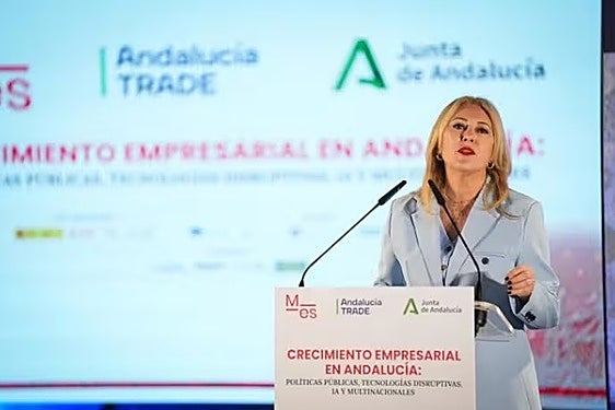 La consejera de Economía, Hacienda, Fondos Europeos y Diálogo Social, portavoz del Gobierno andaluz y presidenta de Andalucía Trade, Carolina España.